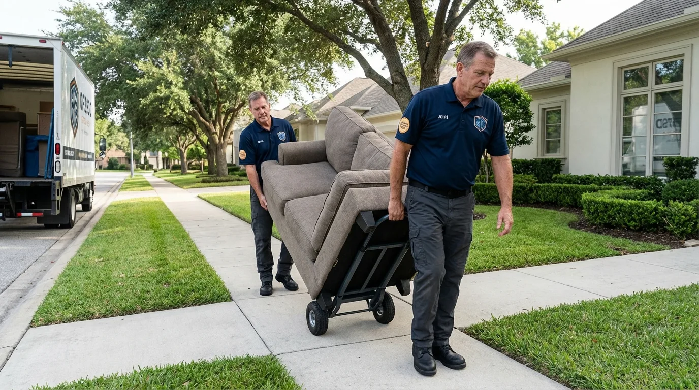 Local residential moving crew loading furniture in Maywood, NJ